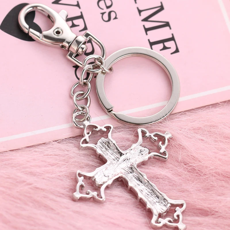 2019 Explosion models fashion rhinestone hollow devout cross bag key ring birthday party gift free shipping