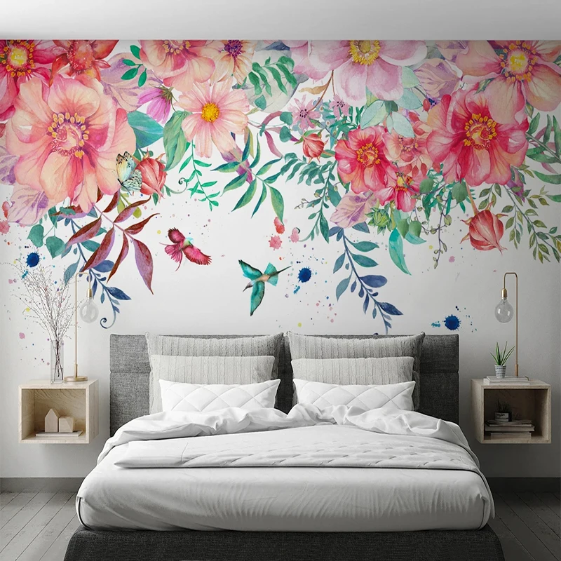 Custom Mural Wallpaper For Walls 3D Pastoral Floral Flowers Butterfly Oil Painting Modern Living Room Bedroom TV Background Wall