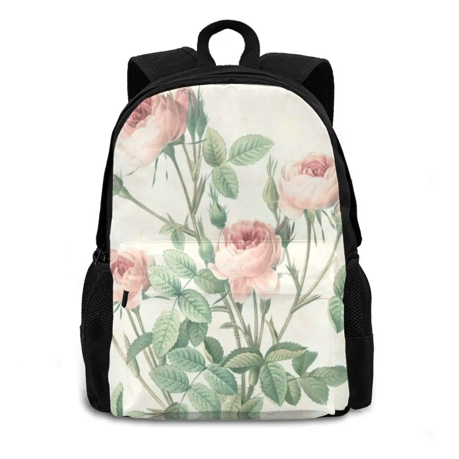 Romantic Pink Rose Garden Large Capacity School Backpack Laptop Travel Bags Valentines Day Flower Floral Garden Botanical