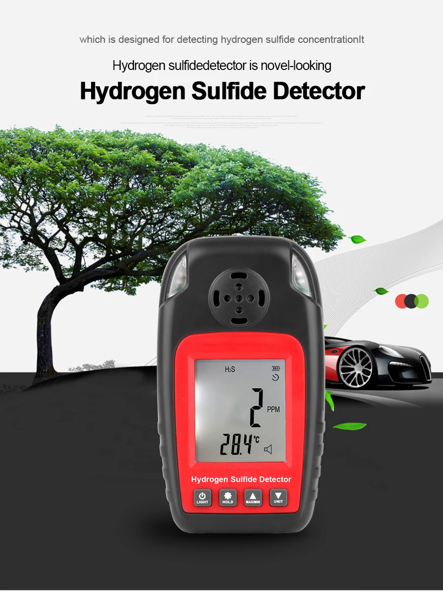 RZ Hydrogen Sulfide Detector Independent H2S Gas Sensor Warning-up High Sensitive Poisoning Alarm Detector