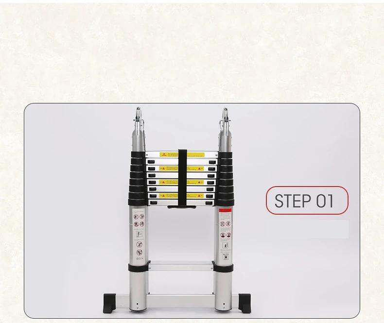 2.5m ladder retractable folding aluminum herringbone ladder Telescopic Extension Tall Multi Purpose telescopic ladder step