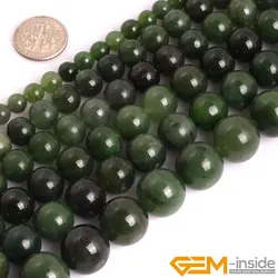 AA Grade Genuine Green Canadian Jadeite Jades Precious Stone Beads Natural Stone Bead for Jewelry Making Strand 15