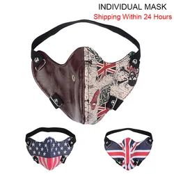 Men Woman Biker Motorcycle Mask Rock Punk Anti Fog Leather Headband Face Mask Union Jack Stars Stripes Flag Print Fast Delivery