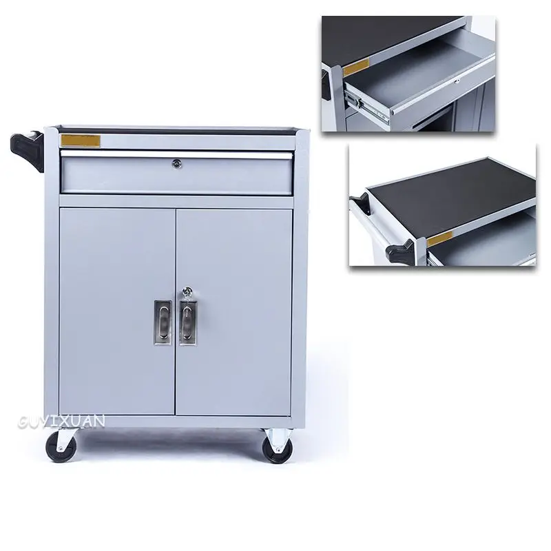 

Movable auto repair trolley multi-function tool trolley thick repair trolley tool cabinet with door drawer type