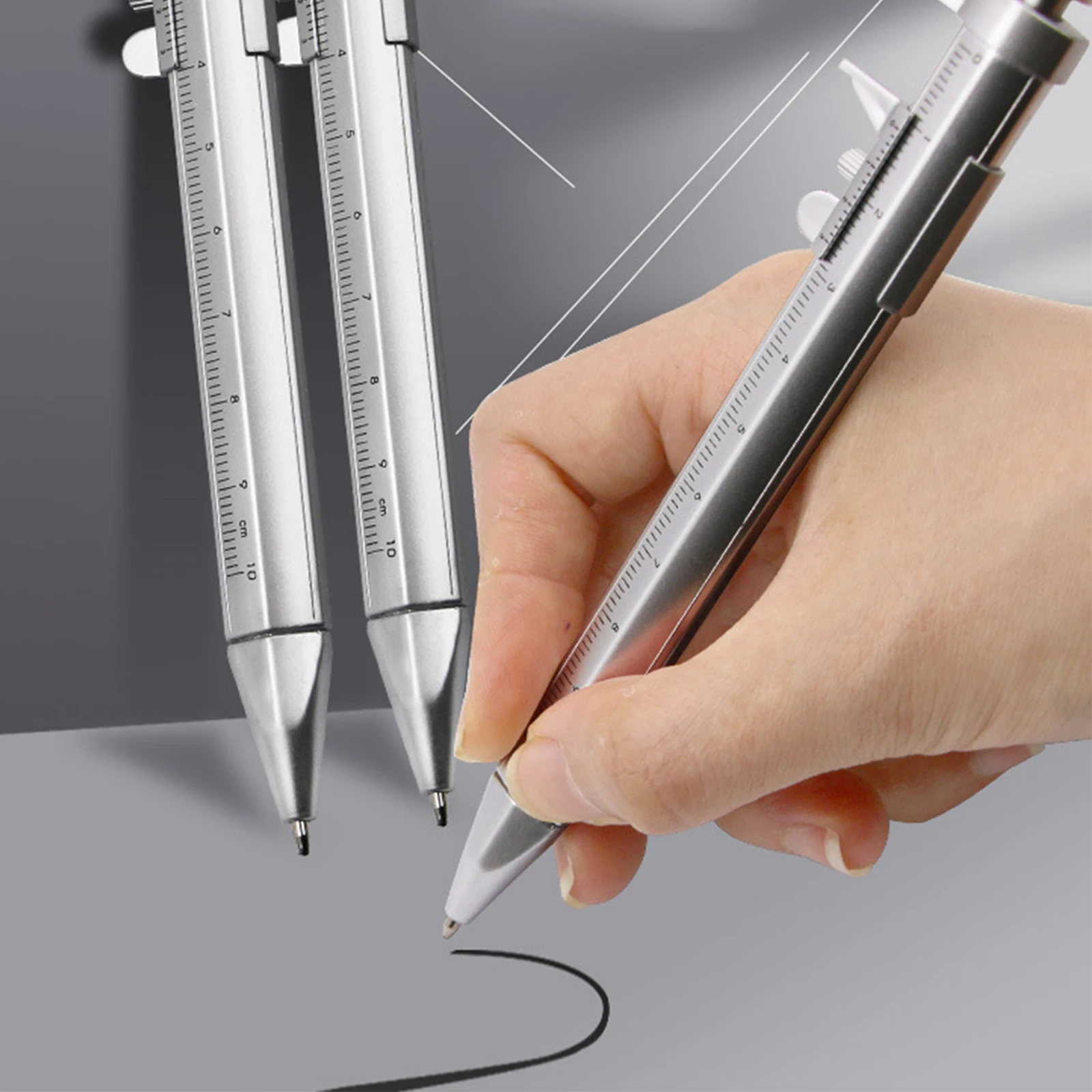 Multi-purpose Ballpoint Pen Caliper Type Ballpoint Pen 0-100 Caliper Creative Plastic Vernier Caliper 2 Refills Ballpoint Pen