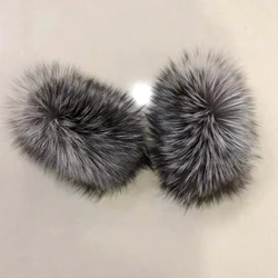 New 100% Real Fox Fur Cuffs Winter Genuine Women Warm Bracelet Hand Wear Wristband Arm Warmer Lady Natural Silver Fox Fur Sleeve