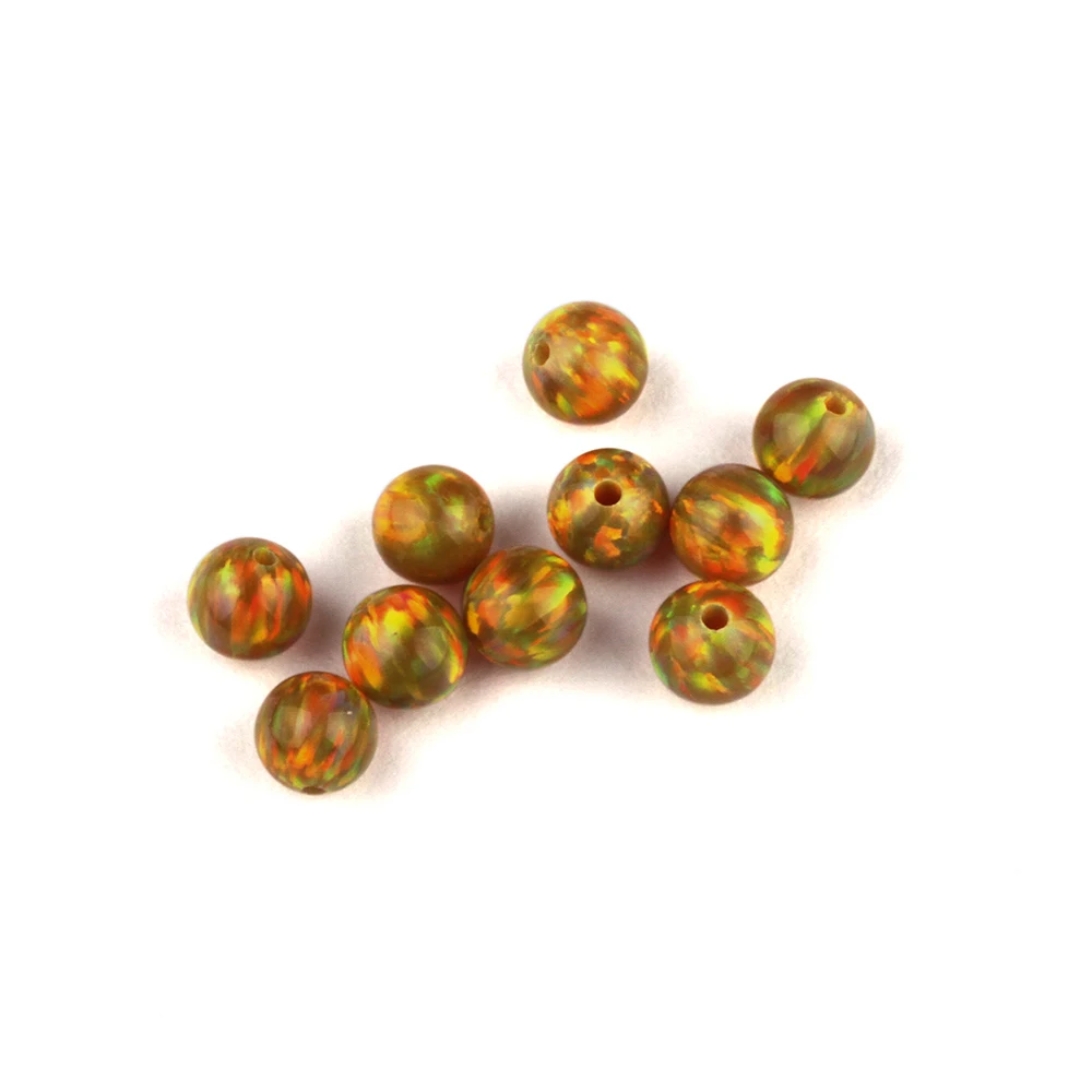 

Golden Yellow DIY Jewelry Beads Free Shipping Synthetic Lab Created Opal OP46 Flash Ball Full/half Hole