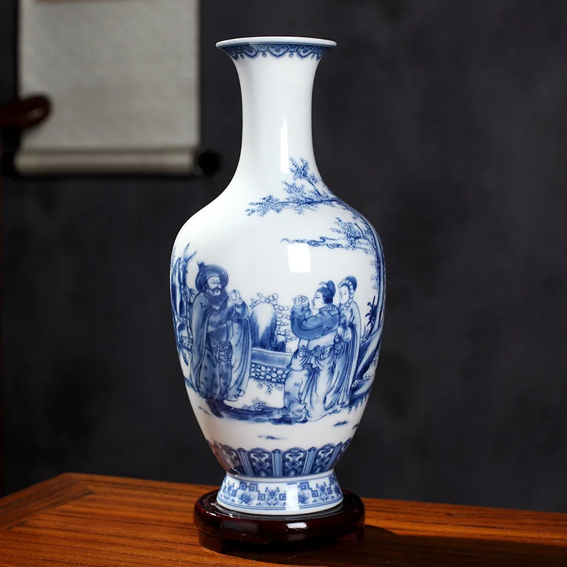 Jingdezhen-中国風の仕上げのセラミック花瓶,ガラス仕上げの洗面台,青