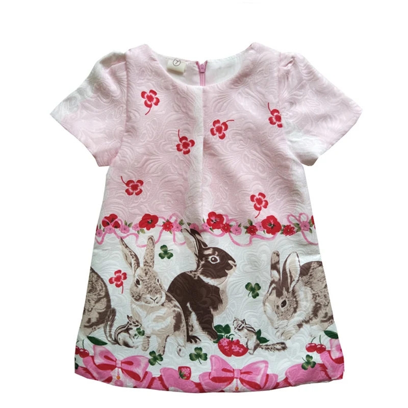 High Quality Toddler Girl Summer Dress Floral Cartoon Princess Birthday Children Clothing