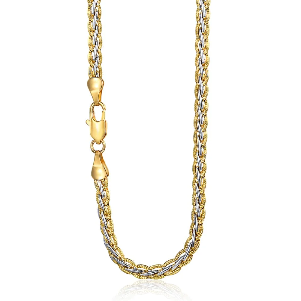 4mm Necklace For Women Men Gold Color Necklace Wheat Link Chain Fashion Jewelry Gift GN411