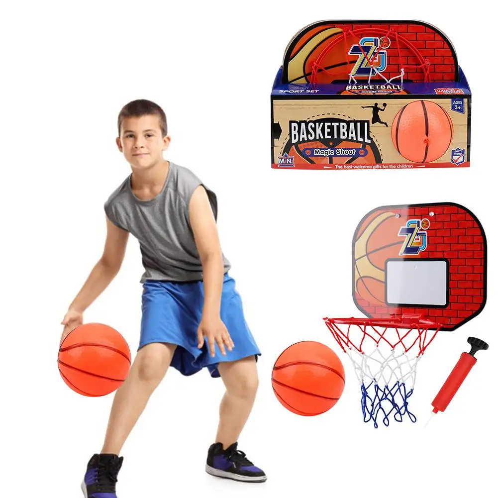 1 Set Hanging Basketball Hoop Basket Ball With Pump Mini Basketball Board Hoop For Indoor Baskeball Game Adult Children Kids