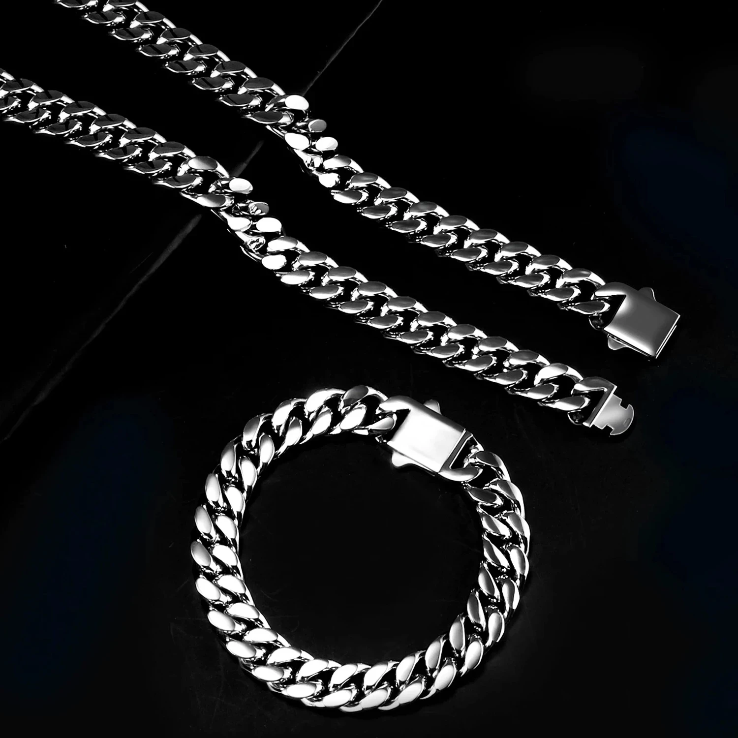 8/10/12mm Punk Miami Gold Color Curb Cuban Chain Necklaces For Men Women Hiphop Stainless Steel Bike Choker Necklace Jewelry