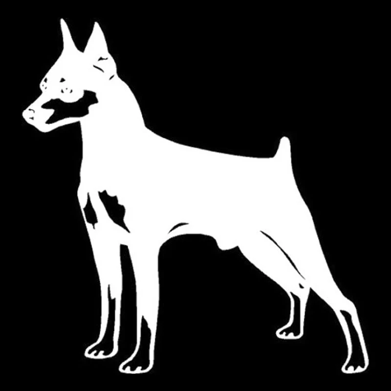 10.4*10.6CM Miniature Doberman Pinscher Dog Car Stickers Waterproof Vinyl Decal Car Styling Decoration Black/Silver S1-0611