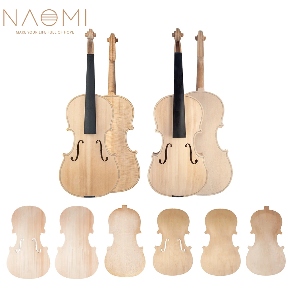 

NAOMI Handmade Natural Dried Maple Wood Unfinished Violin Top Panel Back Plate Set For DIY Violin Luthier 4/4 Full Size