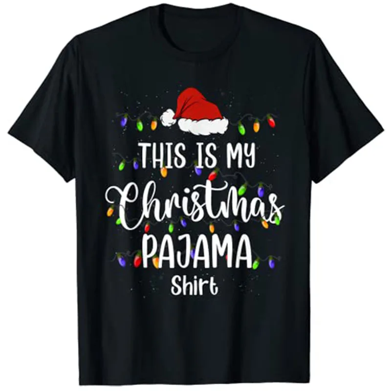 This Is My Christmas Pajama Shirt Xmas Lights Funny Holiday T-Shirt Tee Shirts for Women