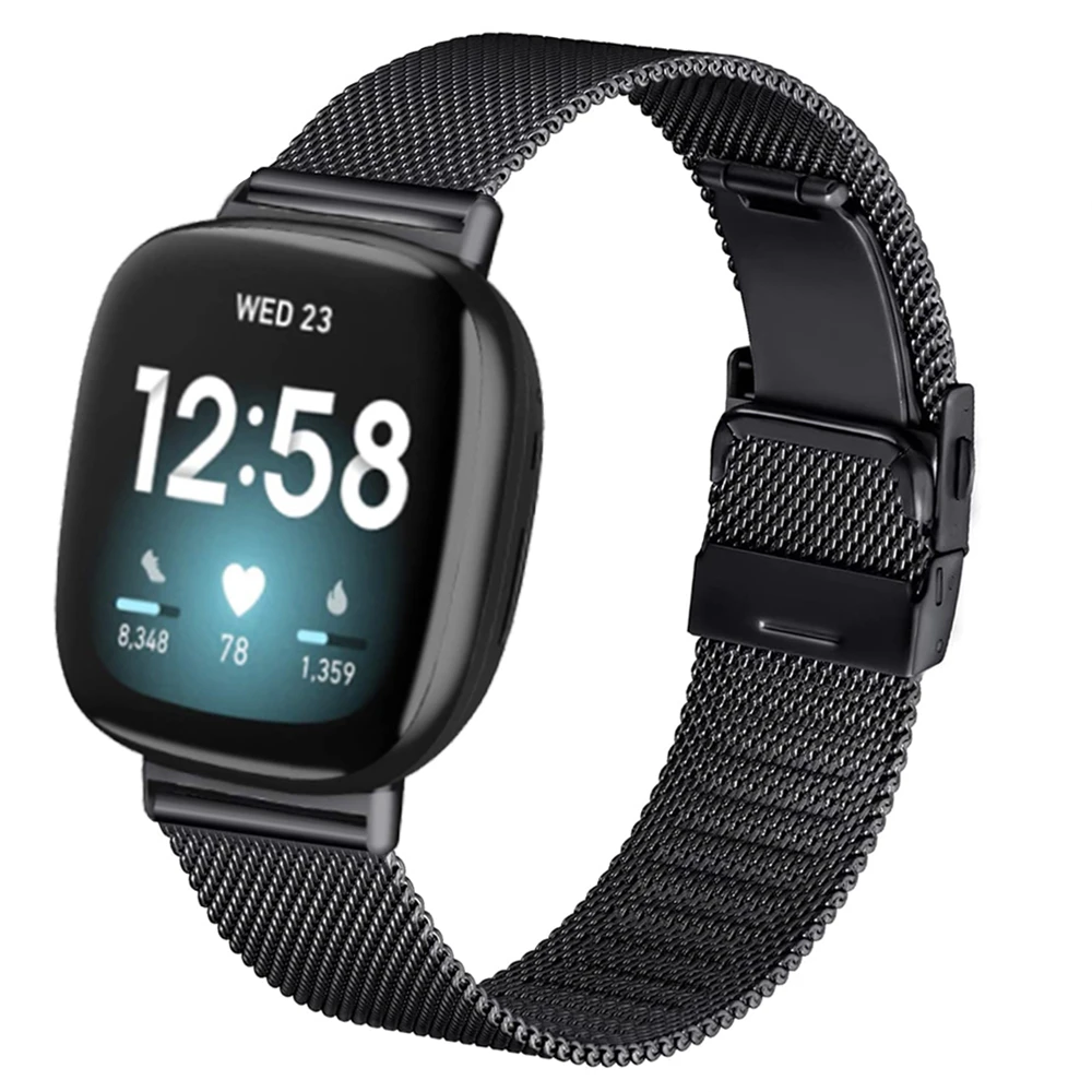 Ремешок Essidi с Миланской застежкой-бабочкой для Fitbit Versa 3 2 1 Versa Lite, сетчатый Браслет из нержавеющей стали для часов Fitbit Sense