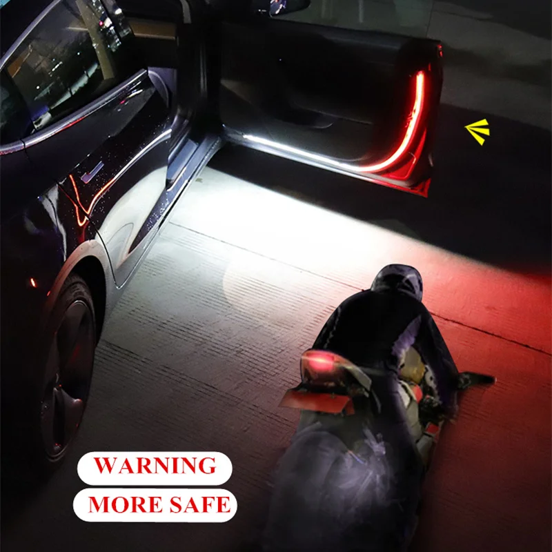 Car Interior Door Welcome Light LED Safety Warning Strobe Signal Lamp Strip 120cm Waterproof 12V Auto Decorative Ambient Lights image 5