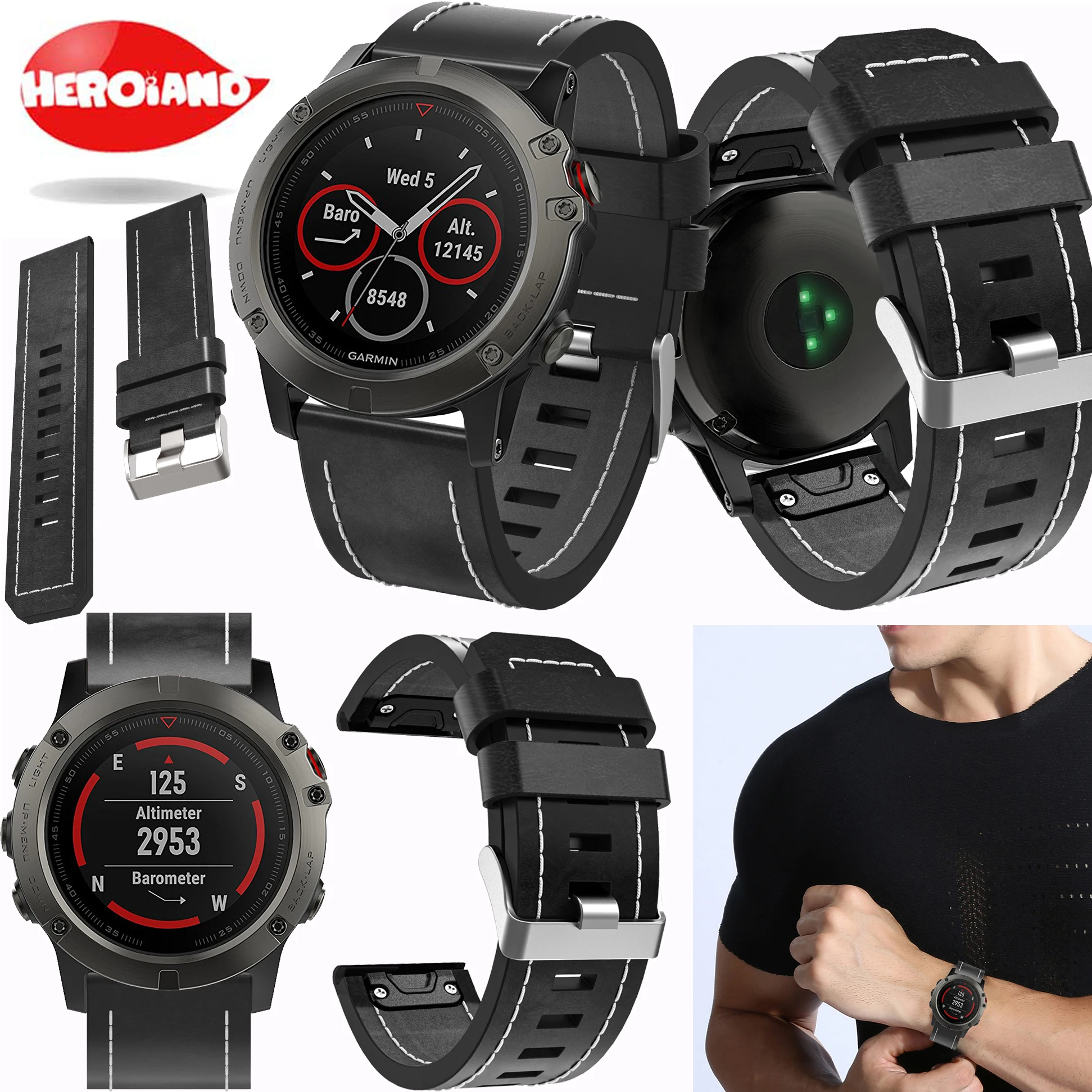 Nueva correa de reloj de pulsera deportiva de cuero, pulsera de enlace rápido de fácil ajuste, cinturón de 26MM para Garmin Fenix 5X, pulsera de reloj inteligente de moda