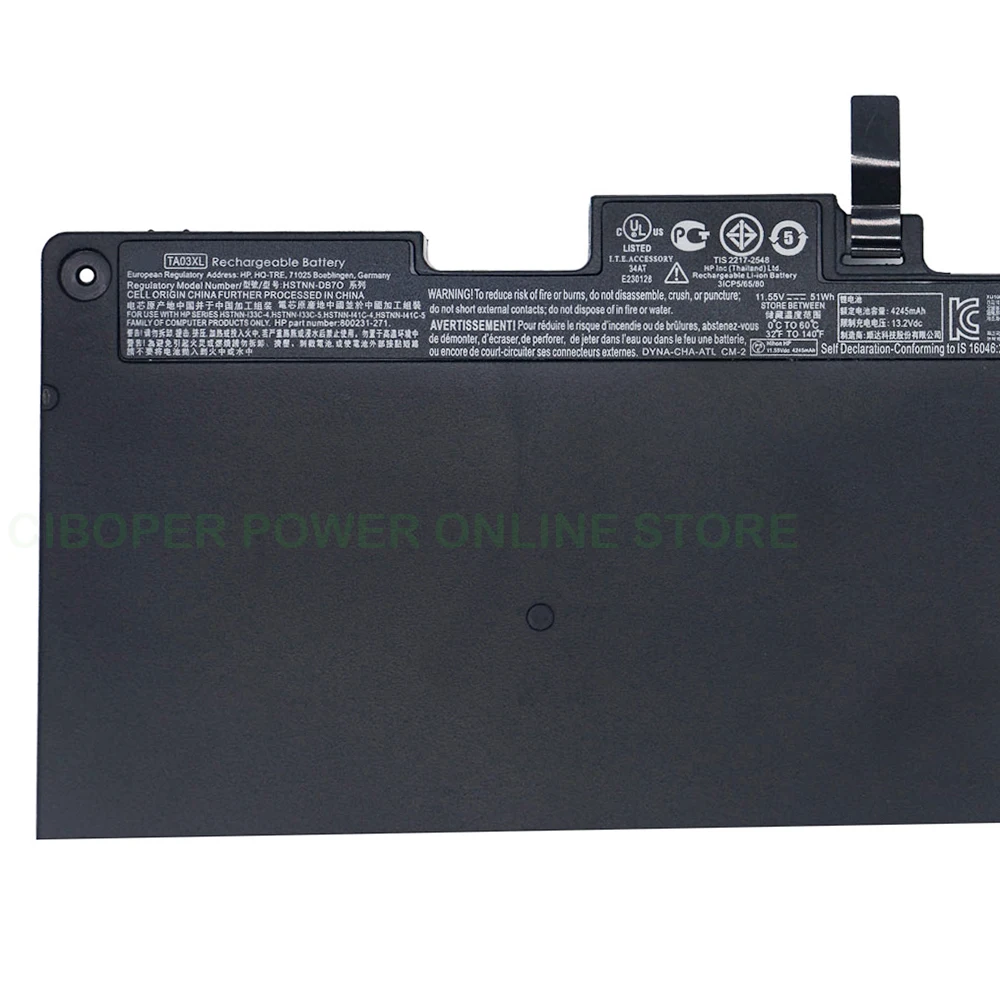 CP Laptop Battery TA03XL 854047-421 HSTNN-LB7J HSTNN-IB7L 51Wh For Elitebook 755 840 848 850 G4 Series