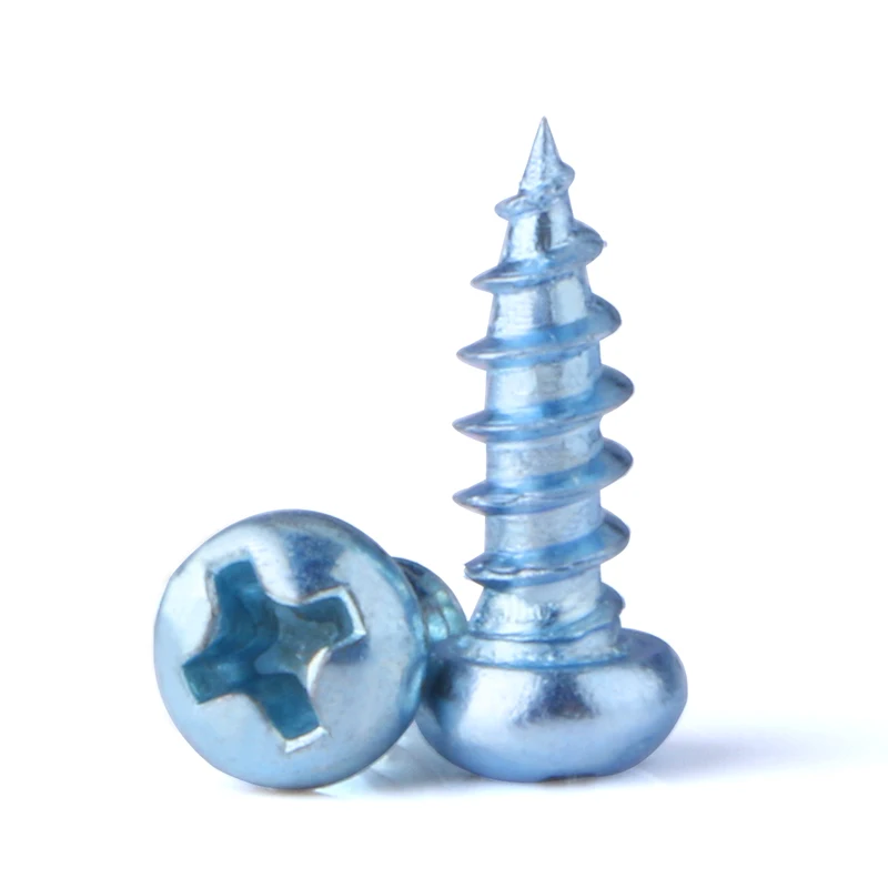 M4 M5 M6 Phillips Pan Head Self Tapping Wood Screws Hardened Blue Zinc Plated Round Head Cross Self Tapping Screws