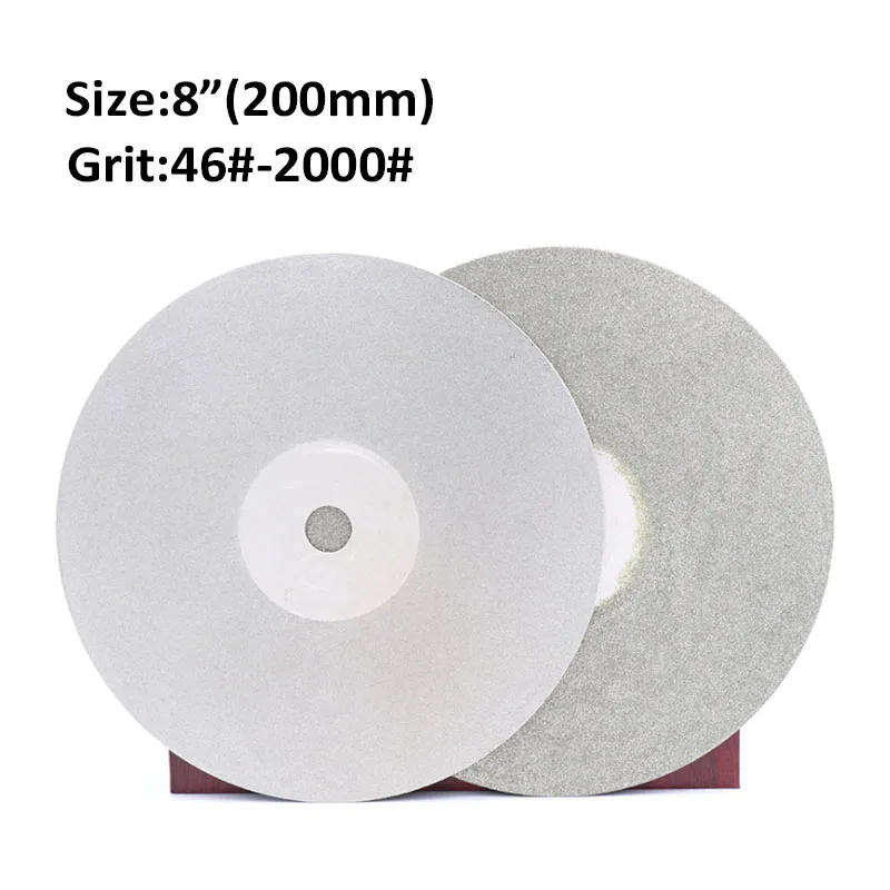 8 Inch 200mm Single Side Diamond Coated Flat Lap Wheel Polishing Wheels Jewelry Grinding Polished Disc 46-2000 Grit