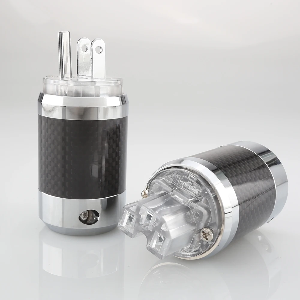 PF820 أسود ألياف الكربون العالية الروديوم مطلي Schuko الولايات المتحدة التيار المتناوب قابس طاقة مع IEC موصل HiFi الصوت الولايات المتحدة نسخة قابس إمداد الطاقة