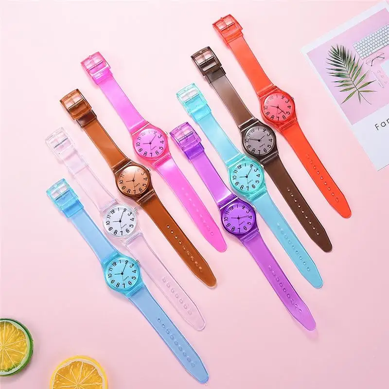 Reloj transparente con números simples para niños, cronógrafo informal para niños y niñas, relojes de pulsera para niños