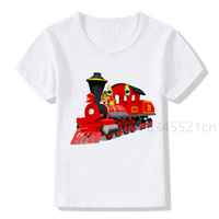 Train Cute Cartoon Freight Train Baby Boys Favorite Child Clothing White T-shirt Fashion Streetwear Kids T-shirts Plus Size