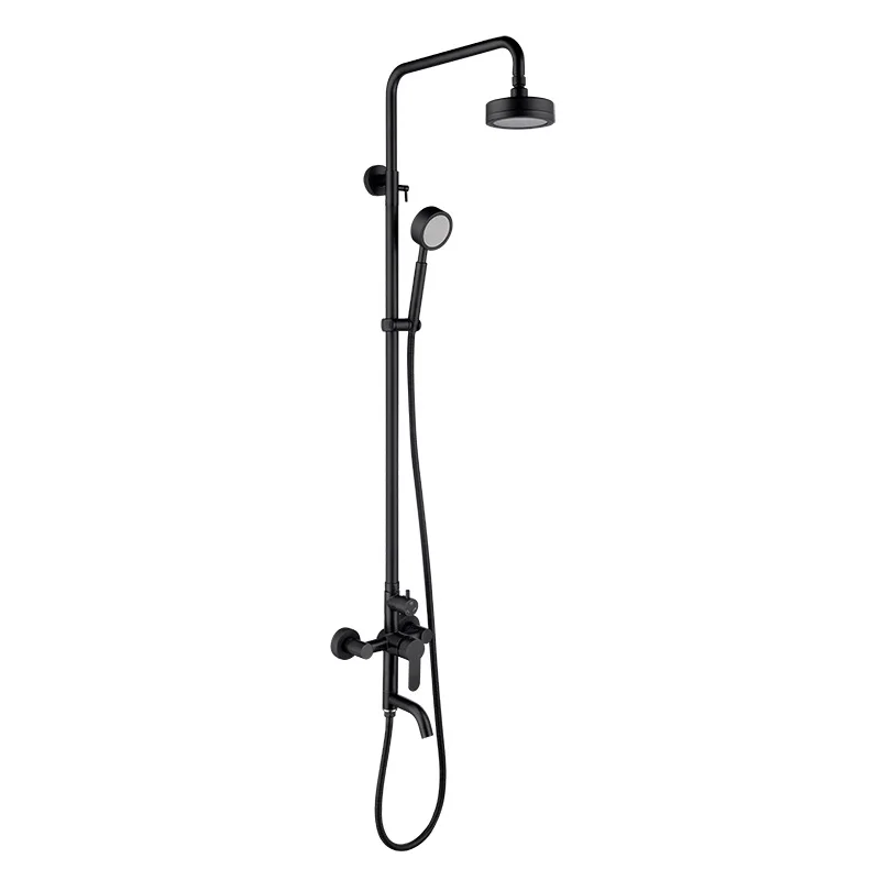 Soffione doccia caldo e freddo montato su superficie nera in acciaio inossidabile 304 con set doccia con rubinetto doccia di sollevamento