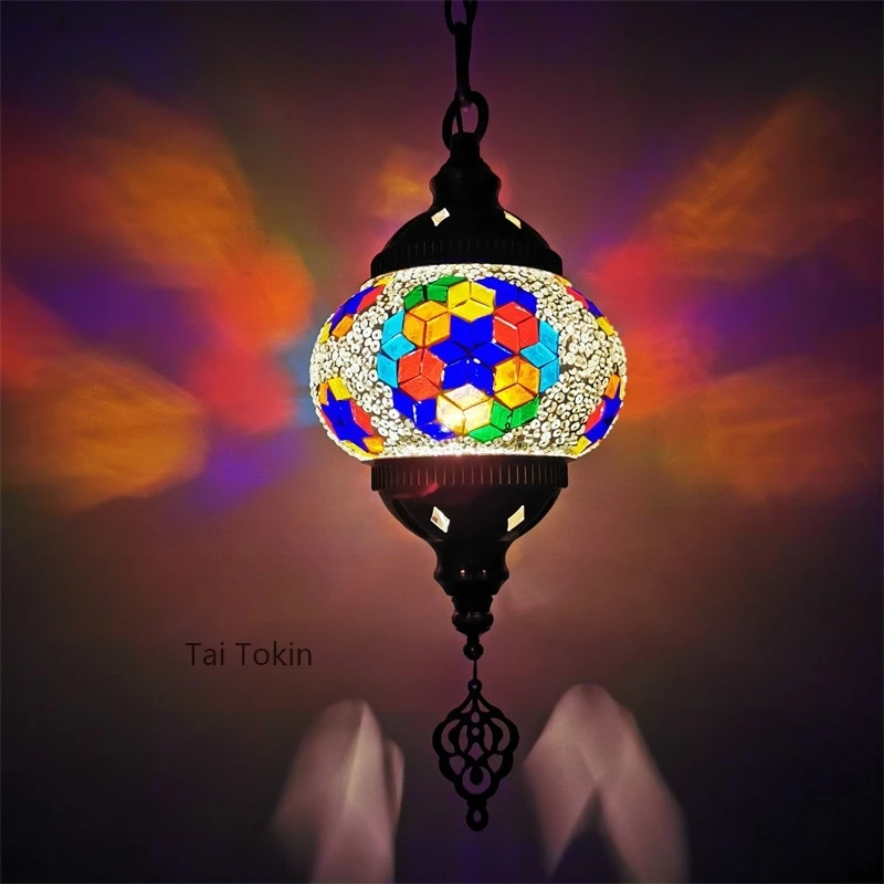 Newest Mediterranean Style Art Deco Turkish Mosaic Pendant Lamp Handcrafted Mosaic Glass Romantic Pendant Light image 2