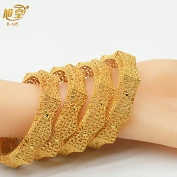 XUHUANG African Gold Color Bangles Set For Women Wedding Bridal Ethiopian Bracelets Ornament Wholesale Fashion Jewelry Party