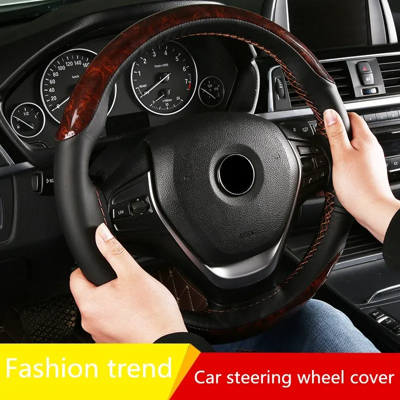 38CM DIY Hand Sewing Steering Wheel Cover Anti-slip Auto Steering Wheel Cover Car With Needles and Thread