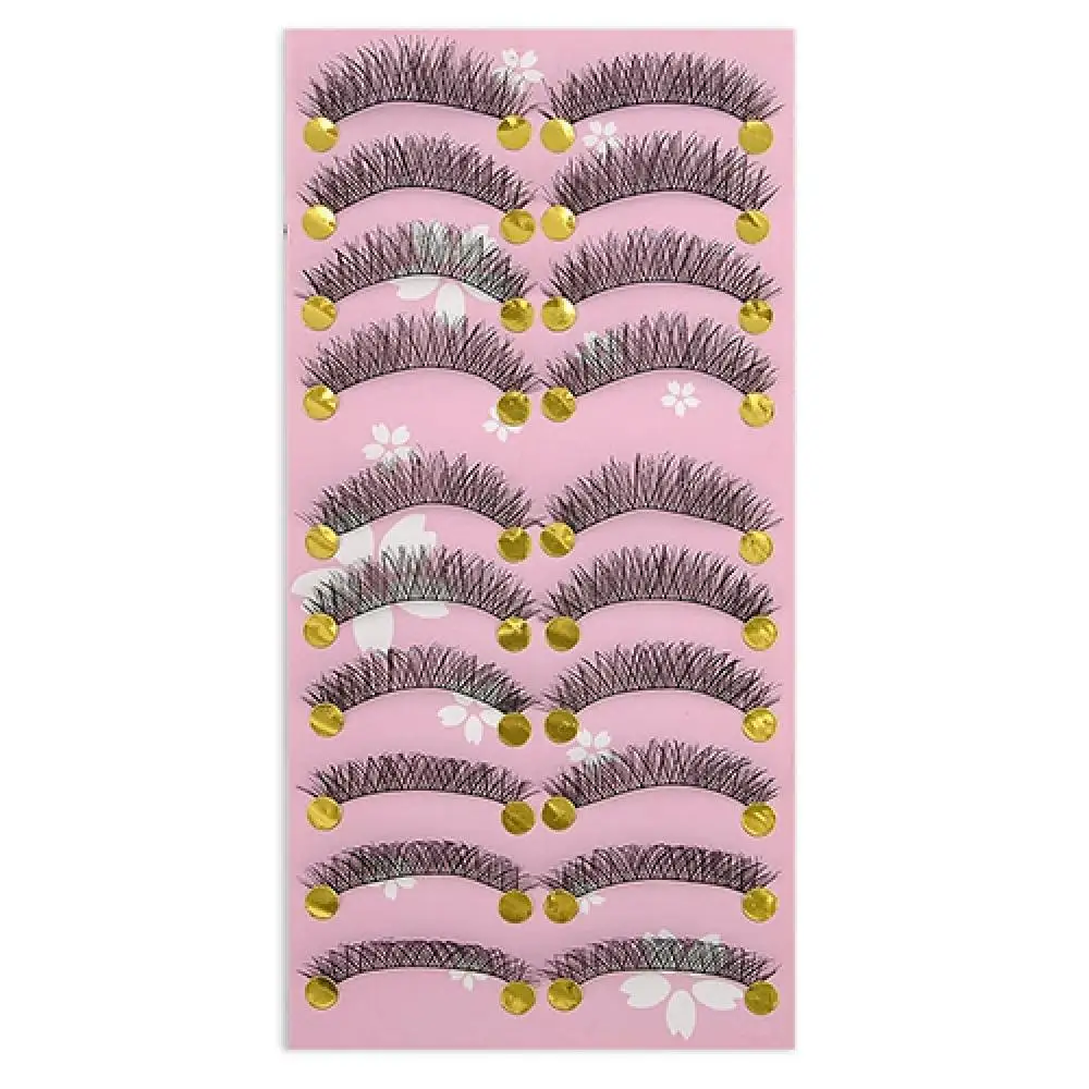 10Pairs Natural Looking Thick Cross False Eyelashes Fake Eye Lashes Makeup Tool Black Eyelashes set