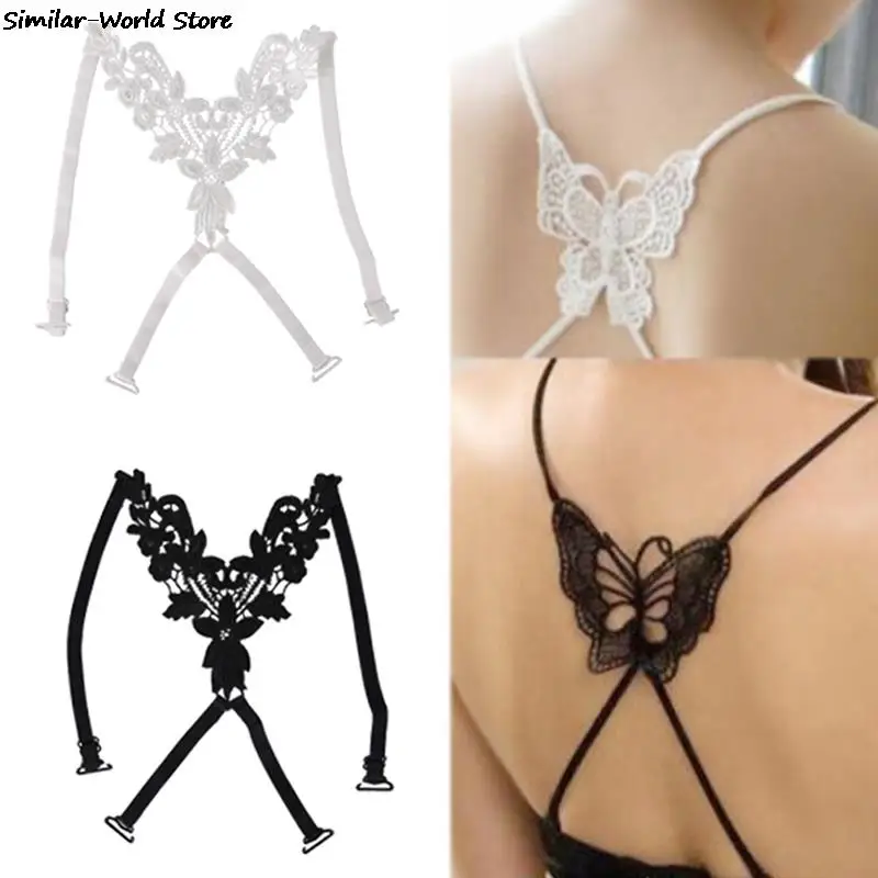 1Pair Fashion Bra Straps Lace Butterfly Flower Cross Back Lady Girl Bra Straps Decoration Shoulder Straps Necessary