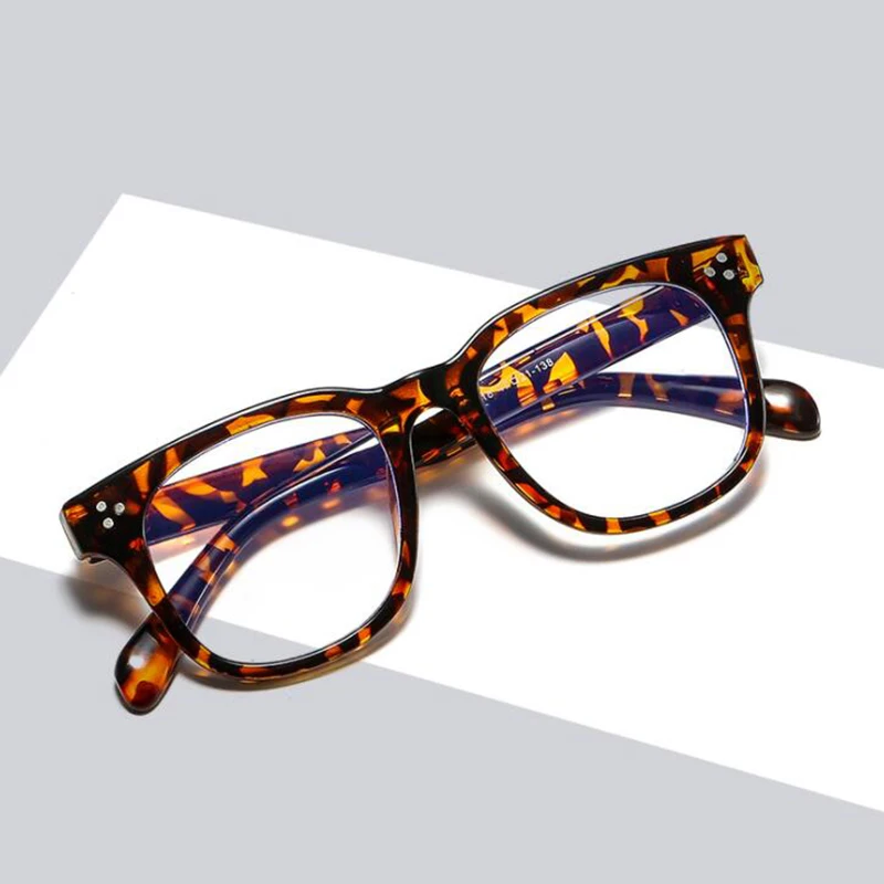 -1 -1.5 -2 -2.5 -3 -3.5 -4 -4.5 -5.0 -5.5 -6.0 Classic Rivets Myopia Glasses With Degree Women Men Black Leopard Frame Glasses