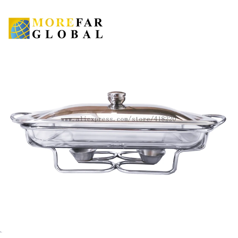 HBG Glass 304 Stainless Steel Buffet Dish Chafing Pot Food Warmer Heating Container Freshness Preservation Storage Wedding Party