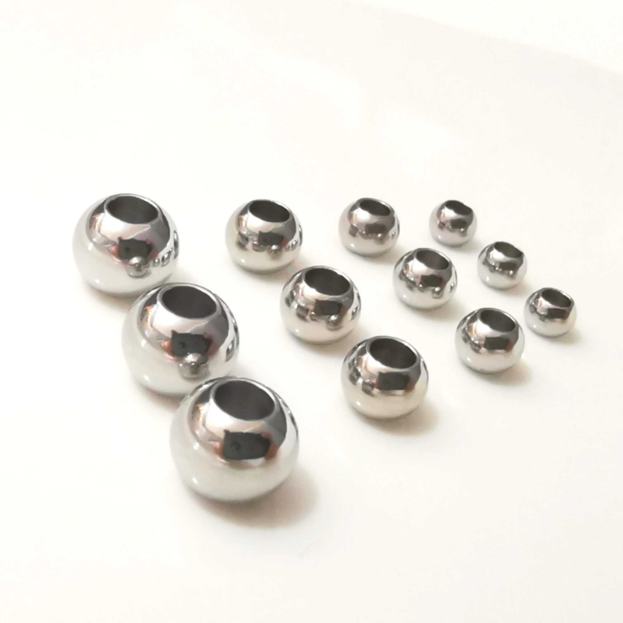 100pcs Lot  Jewelry findings ComponentsStainless Steel Loose  Connector Beads Metal Spacer Smooth Bead DIY Marking
