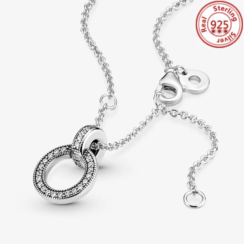 New 925 Sterling Silver Pavé Circle Asymmetric Star Pendant Pantaro Necklace Fit Original Brand Dangle Charm Beads Shiny Jewelry