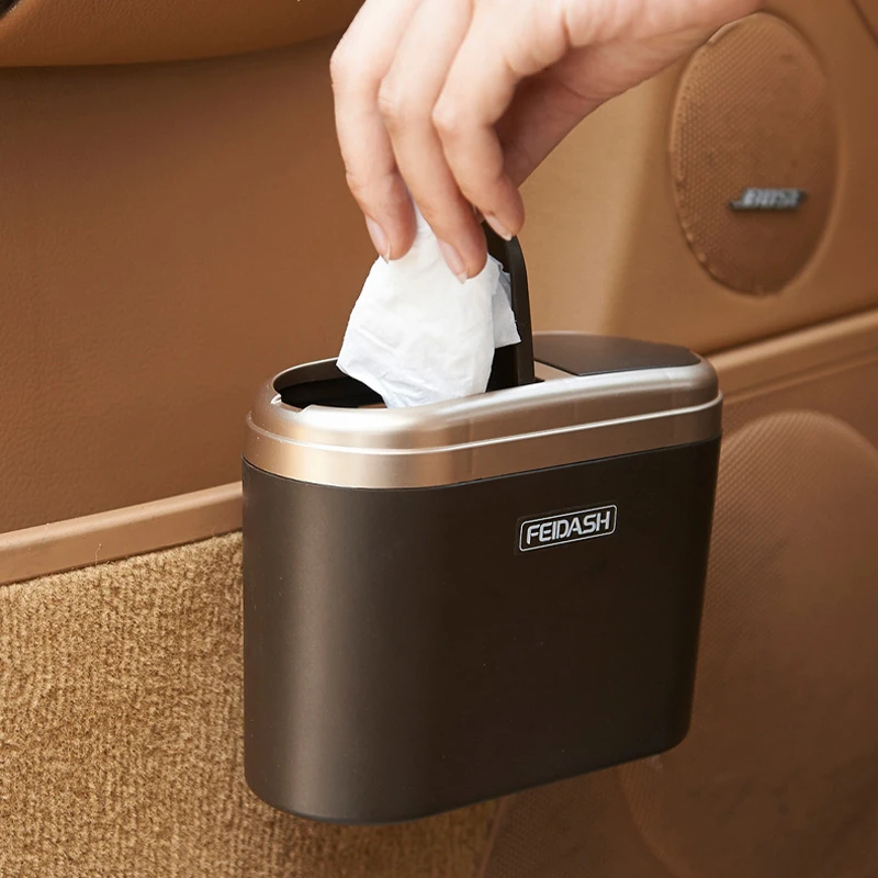 

Car Trash Bin Garbage Dust Case Storage Box Trash Can With Lid Cleaning Supplies Storage Box Auto Interior Accessories