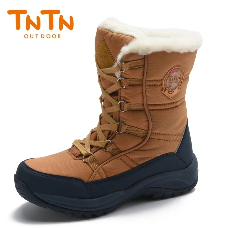 TNTN Outdoor Waterproof Snow Boots Men Women Hiking Trekking Shoes Winter Sports Sneakers Fleece Warm Non-Slip Walking Boots