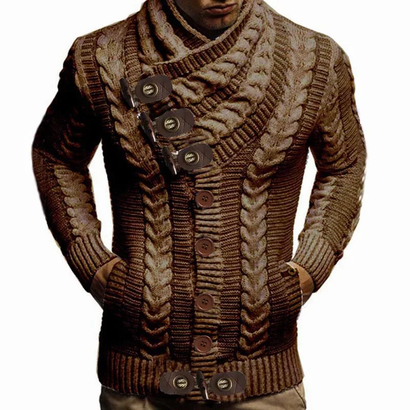 Herbst Winter Rollkragenpullover Männer 2025, Neue Casual Solide Strickjacke Männer Volle Hülse Dünne Herren Übergroßen Pullover Mantel männer