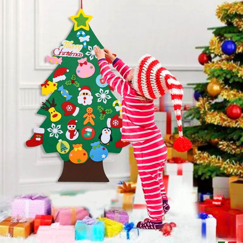 Kids DIY Felt Christmas Tree Merry Christmas Decorations For Home 2023 Christmas Ornaments Navidad 2024 New Year Gifts Xmas Tree