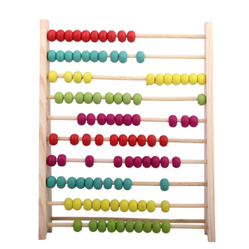 Wooden Abacus 10 Rods Colorful 100 Beads Kids Baby Math Counting Games Educational Toy Preschool Learning