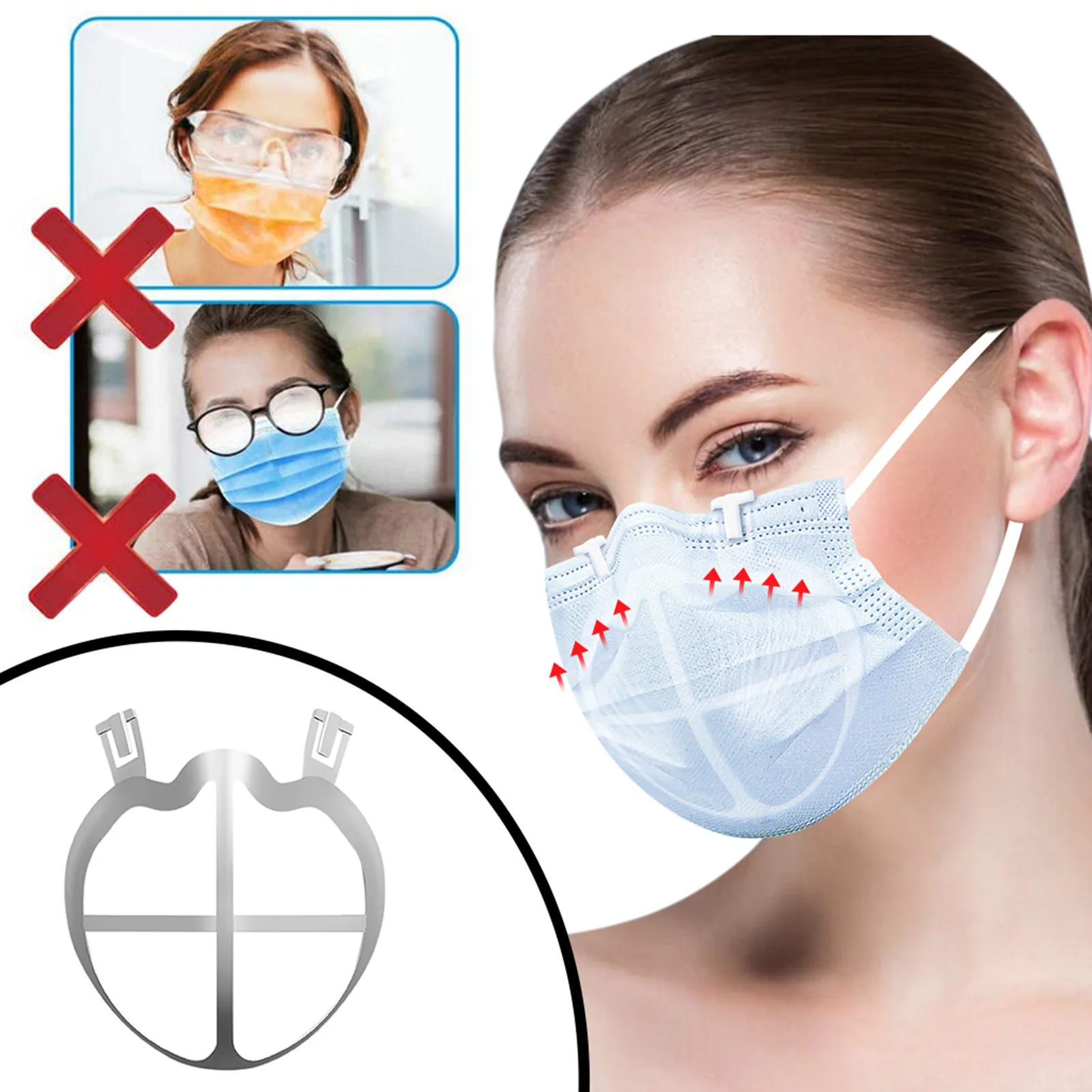 1/2pcs 3D Face Mask Holder Support With Nose Strip For Masks Fog Free Inner Cushion Stand Bracket Mouth Mask Breathe Smoothly