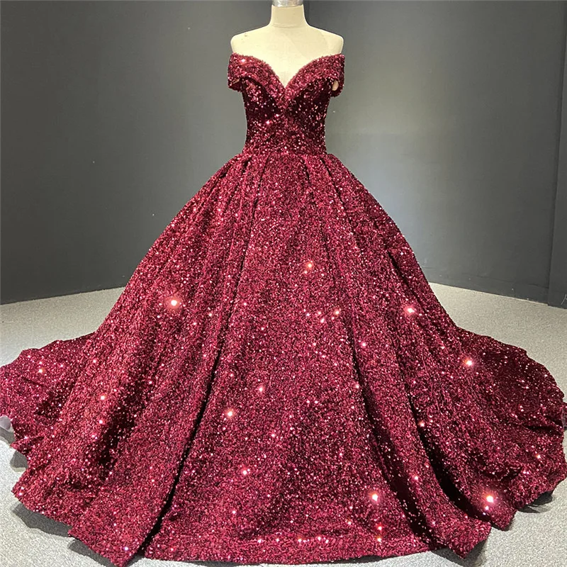 

Amazing Formal Dresses Evening Gown Off Shoulder Ball Gown Robe De Soiree Women Elegant Sequin Sparkly Prom Part Dress