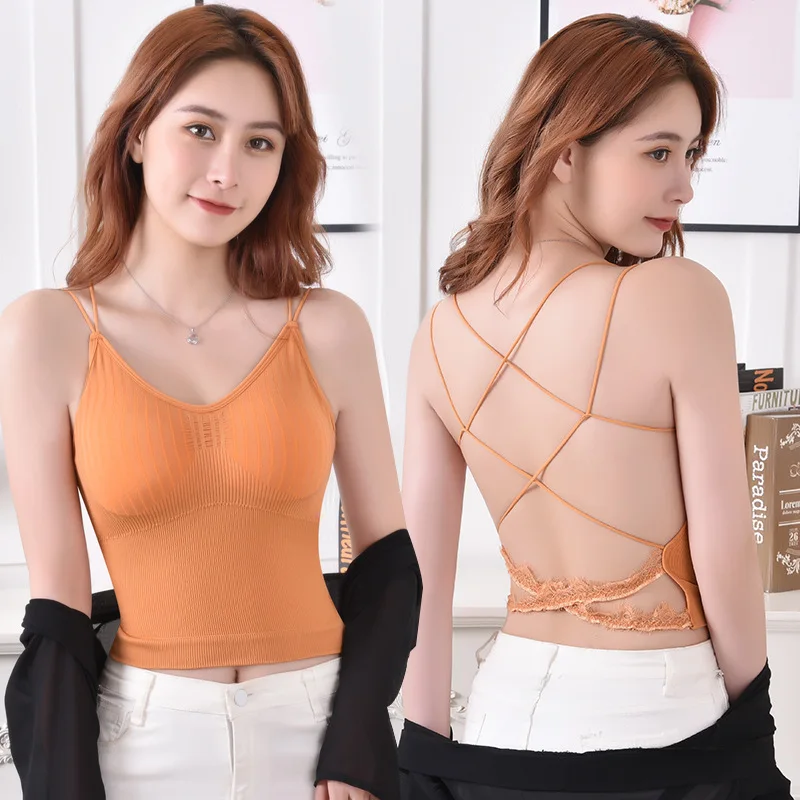 

Женские майки, укороченный топ, бесшовное нижнее белье, женские укороченные топы, сексуальное нижнее белье с открытой спиной и съемной мягкой бретелькой, сексуальное женское белье