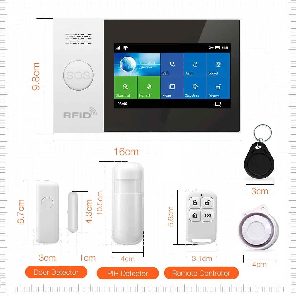 Tuya Smart Wireless Home WIFI GSM GPRS Burglar Home Security With Motion Detector Sensor Burglar Alarm System Smart LIfe APP