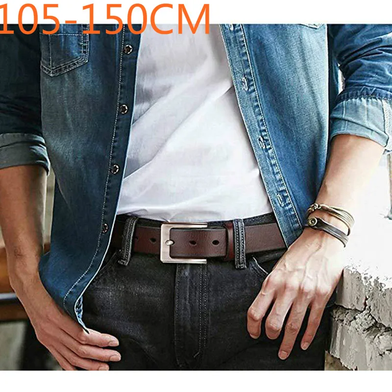 

Really cowhide Men Belt 105CM-150CM Large Size Luxury Designer Belts High Quality Waist Black Men Brown Belt Jeans business