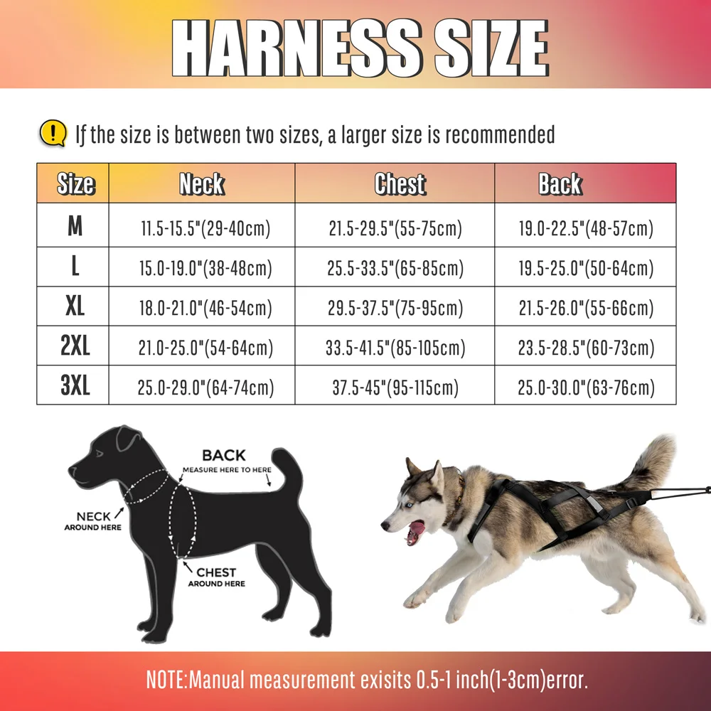 Reflective Dog Sled Harness Waterproof Big Dog Sledding Harnesses Pet Training Pull Strength Strap for Dogs Skijoring Scootering