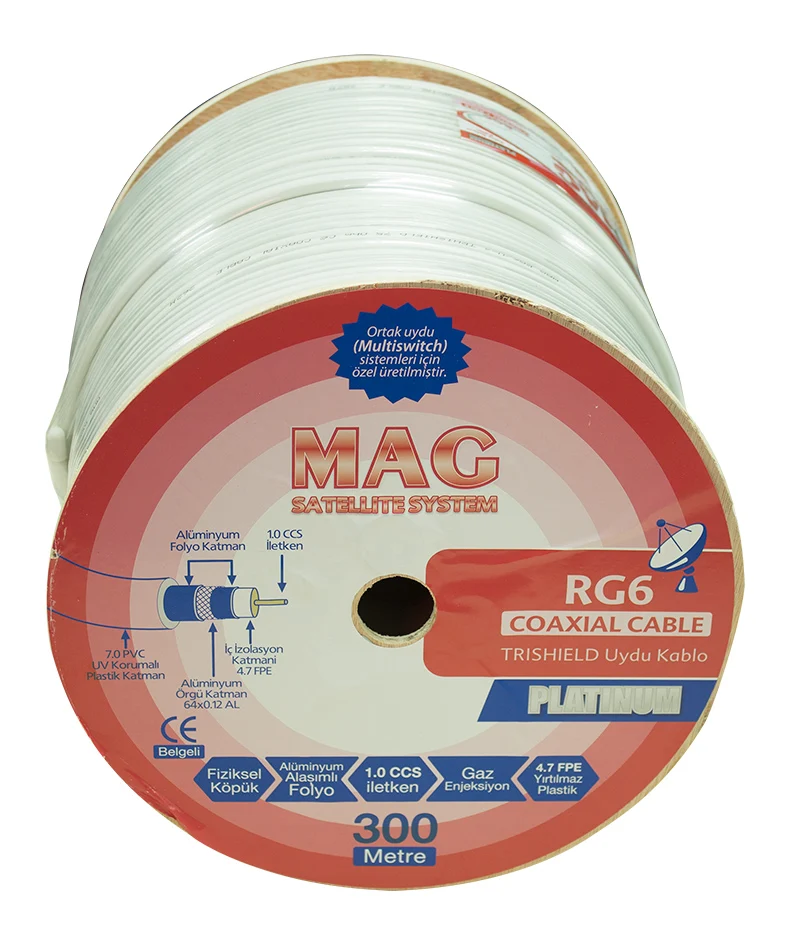 RG6/U4 MAG PLATINUM TRISHIELD ANTENNA CABLE 64 WIRE (300 METERS)